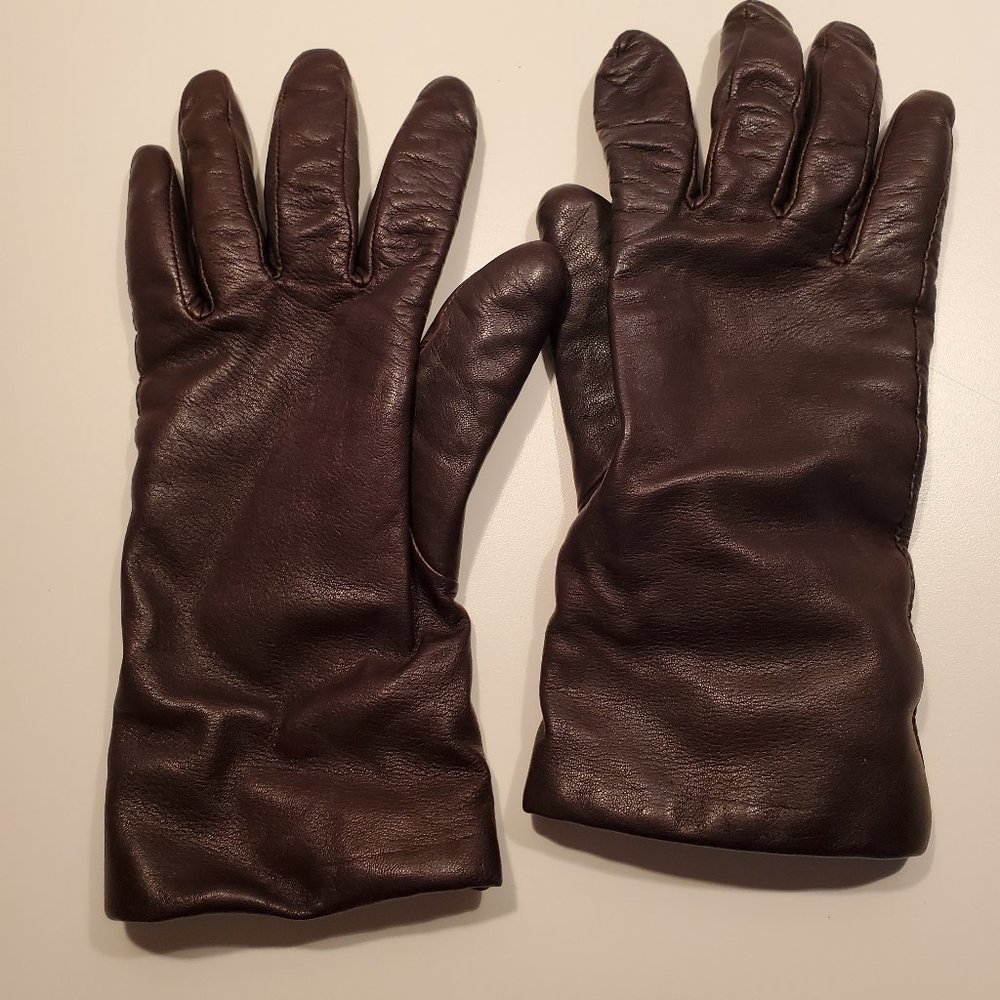 Fownes Cashmere Lined Brown Leather Gloves - Women's 7 1/2